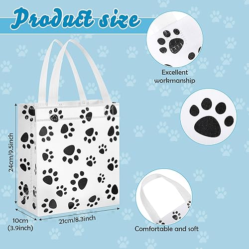 Miniatura 2 de Capoda 20 bolsas de patas con asa de 9.5 x 8.3 pulgadas, bolsas de regalo reutilizables para perros, bolsas de regalo para perros, no tejidas, para