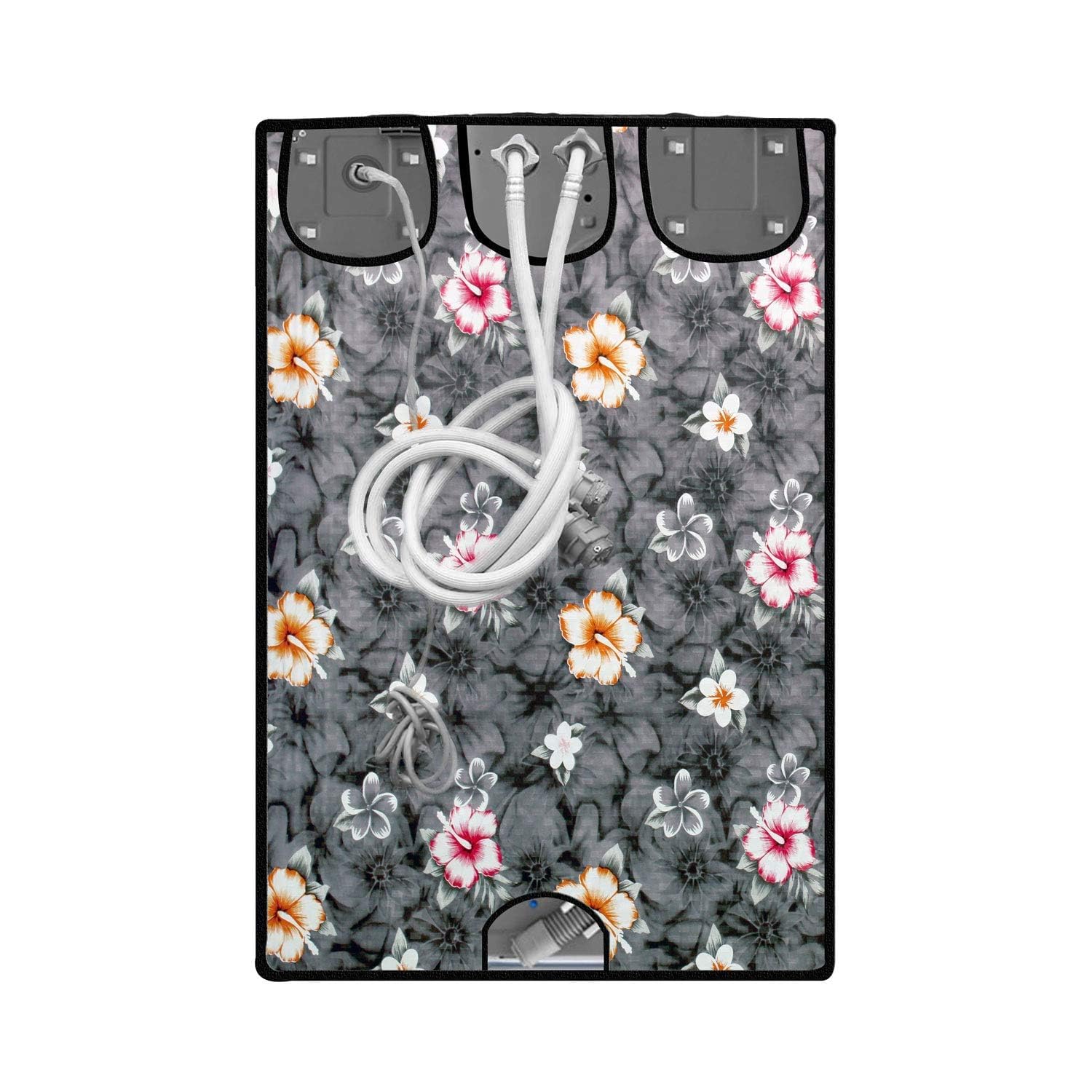 Front Load Automatic Washing Machine Flower Printed Cover | Waterproof & Dustproof | Compatible with IFB 6kg, 6.5kg, 7kg, 7.5kg | Polyester Protection - Grey discount deal