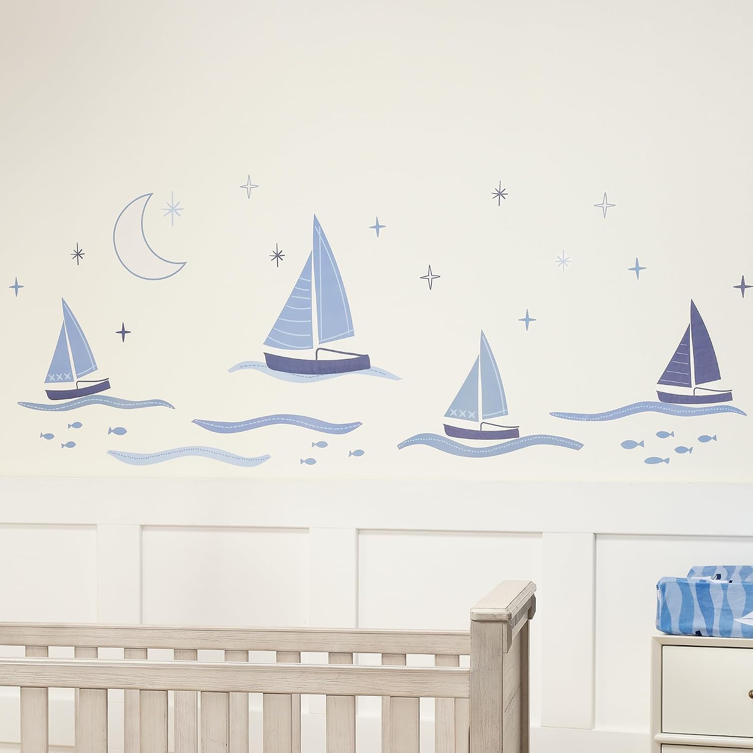 Lambs & Ivy Little Skipper Nautical Sailboat, Moon & Stars Wall Decals/Stickers