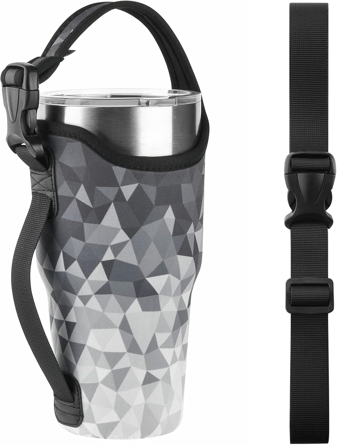 Beautyflier 30 OZ Neoprene 3IN1 Tumbler Carrier Holder Pouch with Adjustable Shoulder Sling for Stainless Steel Insulate Insulated Coffee Mugs (Geometry, Gradient): Home & Kitchen