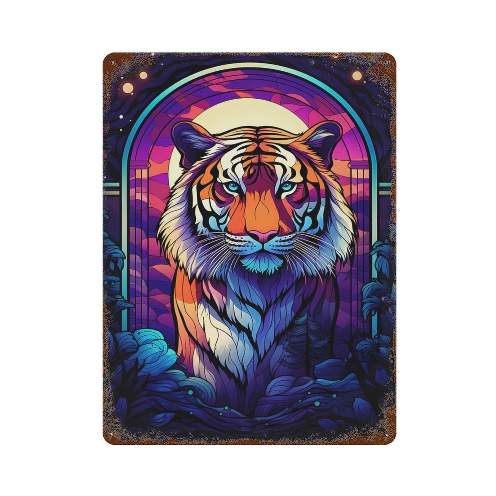 Fantastic Tiger The Wild Weathered Tin Sign 15.7"x11.8", Novelty Wall Decor for Garage, Pub Or Kitchen