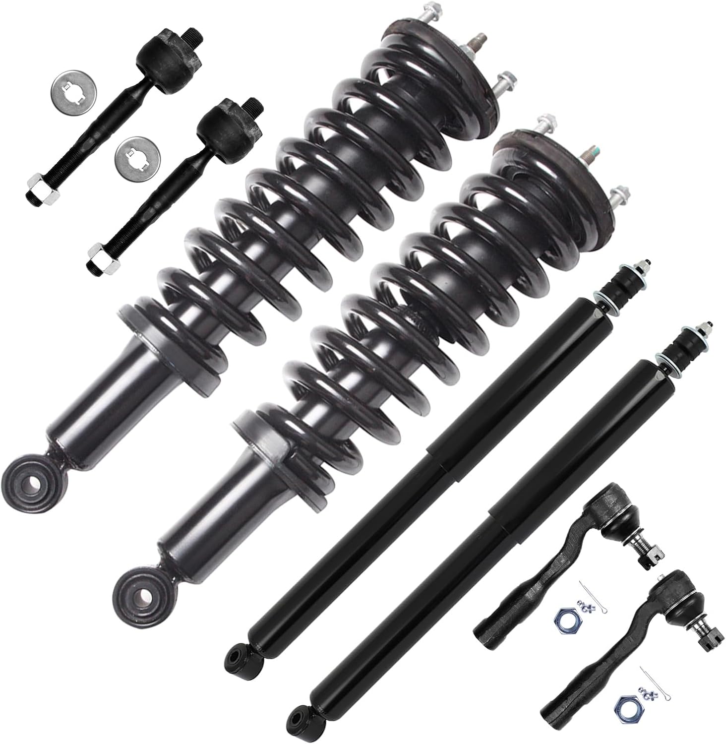 SCITOO Front Rear Struts Shocks For 2003 2004 For Toyota For Tundra 3.4L,2005 2006 For Toyota For Tundra 4.0L,2003-2006 For Toyota For Tundra 4.7L Tie Rod Ends Kit,6PCS