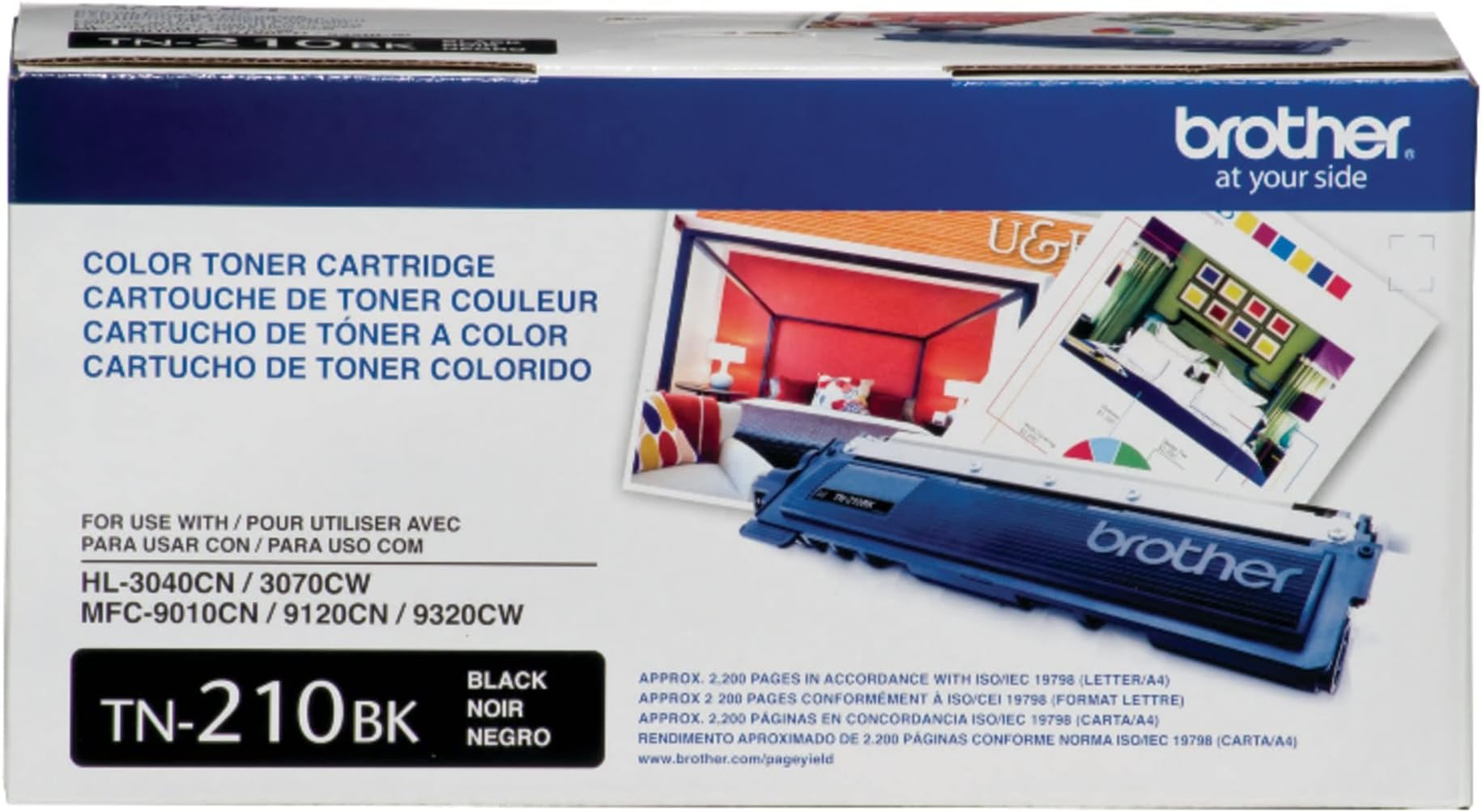 Brother Genuine Standard Yield Toner Cartridge, TN210BK, Replacement Black Toner, Page Yield Up To 2,200 Pages, TN210