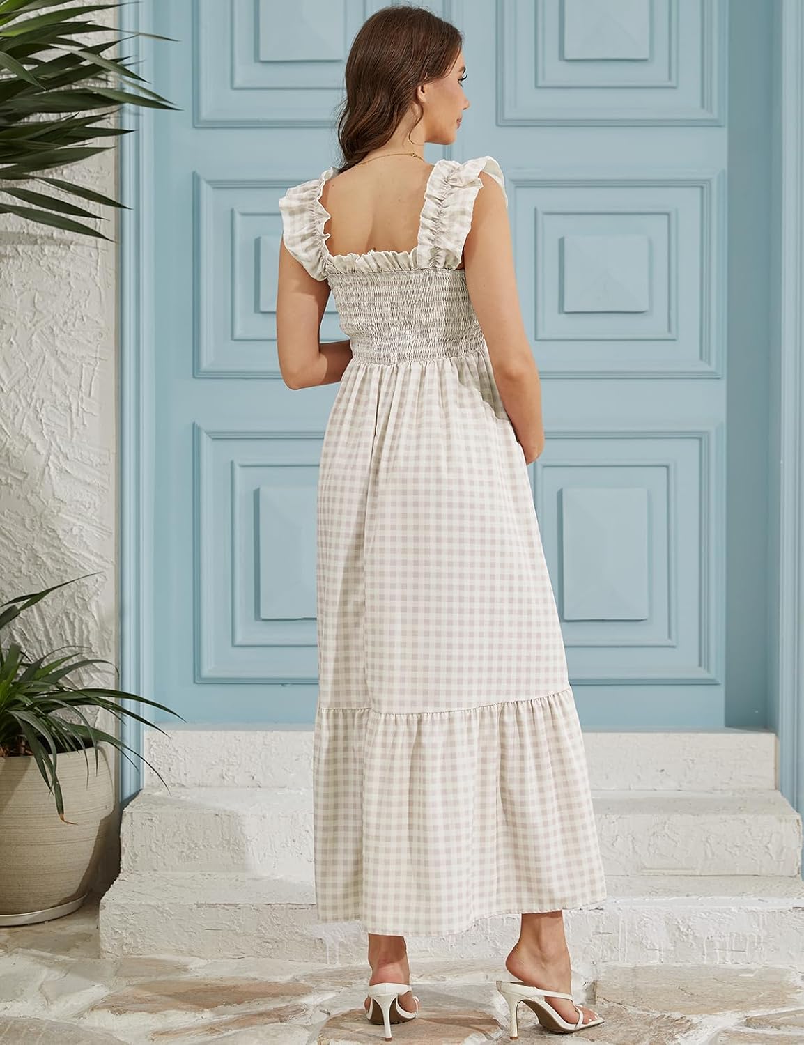 Maternity Dress for Baby Shower & Photoshoot, Floral Ruffle Sleeve Maxi Dress for Spring Summer Pregnancy