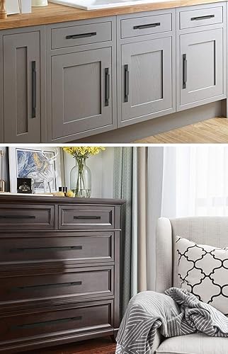 Miniatura 5 de Tiradores de gabinete de cocina, manijas de gabinete negras, paquete de 5 accesorios largos para cajones y muebles (centro de agujero de 18.9