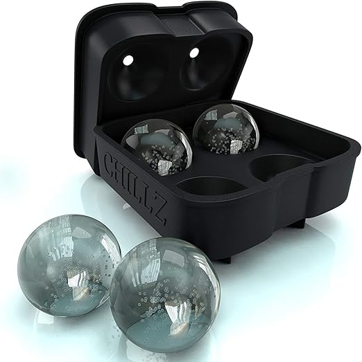 Chillz Ice Ball Maker Mold Black Flexible Silicone Ice