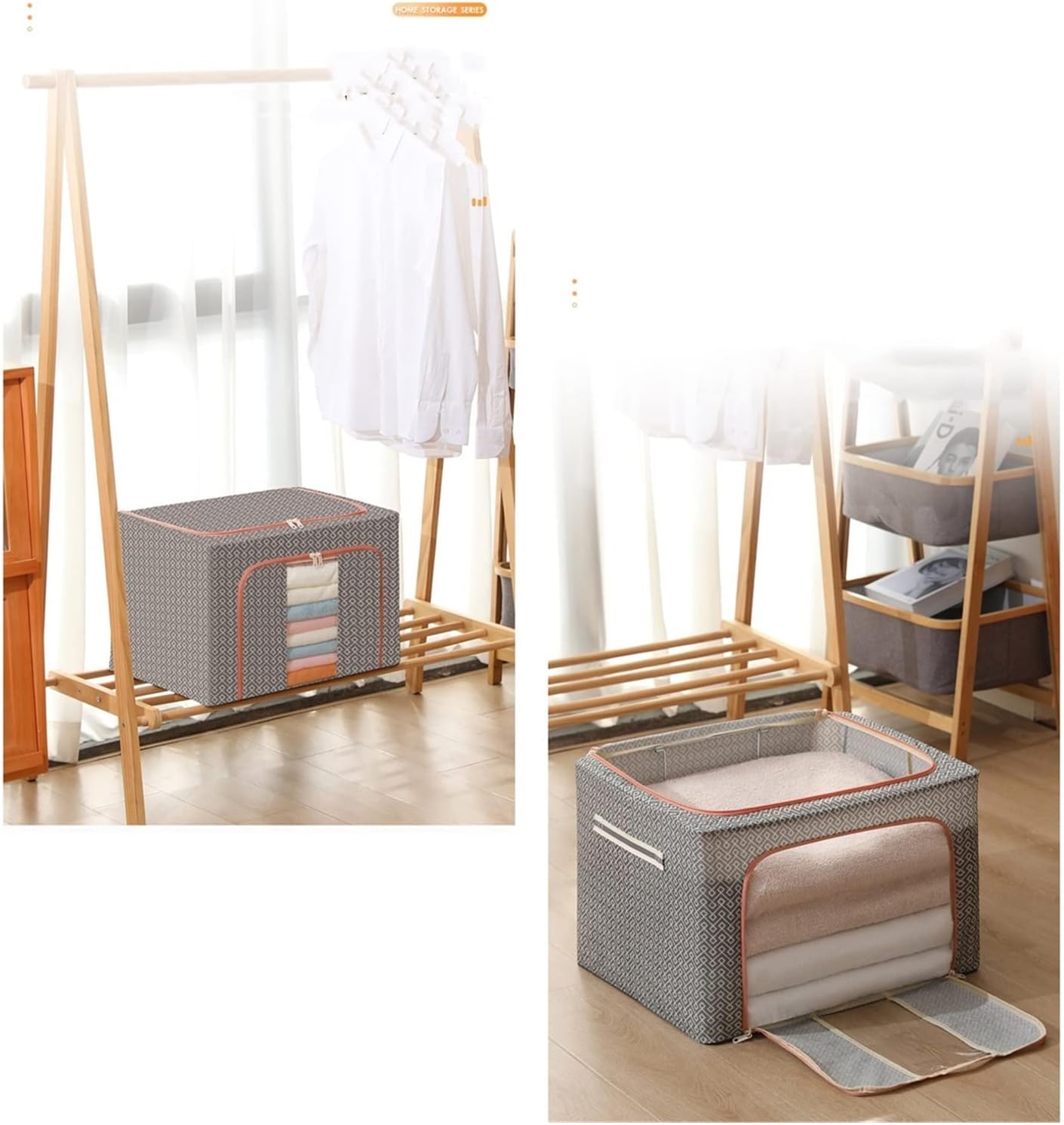 Storage Bags Large Capacity, Foldable Under-Bed Storage Bins for Clothing, Multifunction Clothes Closet Organizer Containers with Window, 2 Pieces (Size : 19.7x15.7x13in)