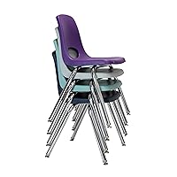 Vista 19 de FDP - Silla escolar apilable de 14 pulgadas, asiento apilable para estudiantes con patas de acero cromado y deslizadores de bolas; para aprendizaje