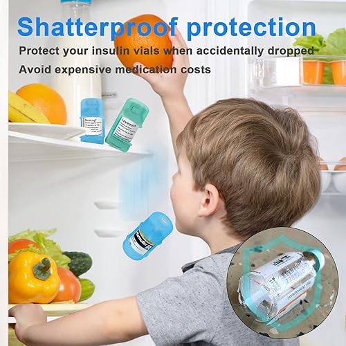 Vista 4 de iGuerburn Protector de vial de insulina corto para Fiasp Humalog Novolog Humulin Novolin Insulin, Diabetes Insulina Funda de Silicona Vial Funda