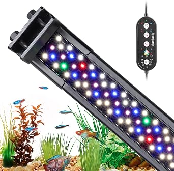 hygger Clip On Aquarium Light, Full Spectrum LED Aquarium Light, 18W 24/7 Lighting Fish Tank Light with 10 Colors, Adjustable Timer,3 Modes for 45-60cm Planted Tank [Energy Class E]