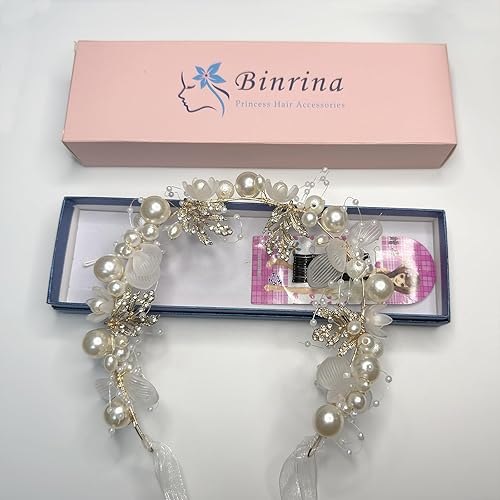 Miniatura 2 de Diadema de perlas para niña, diadema de flores de cristal, para novia, bebé, pelo de cristal, vid para princesa, flores y damas de honor, diadema de