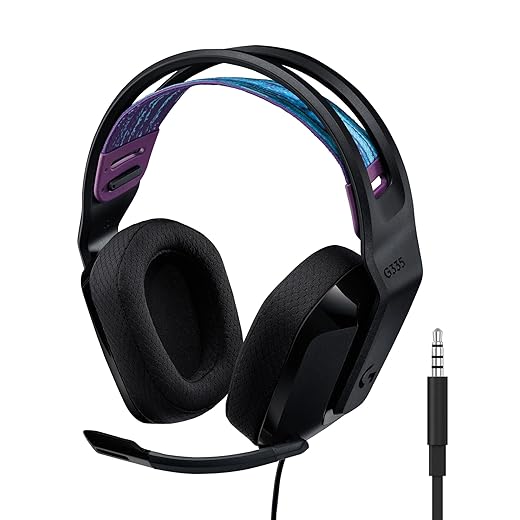 Logitech G G335 Wired Gaming Headset, with Microphone, 3.5mm Audio Jack, Comfortable Memory Foam Earpads, Lightweight, Compatible with PC, PlayStation, Xbox, Nintendo Switch - Black