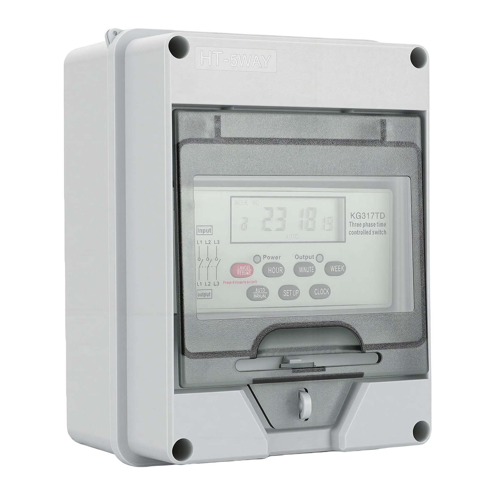 Programmierbare Zeitschaltuhr 24H/7D |3-Phasen-30-A-Digital-Zeitregler für DIN-Schienenmontage für Pumpen, Motoren, Lüfter