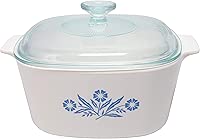 CorningWare (1) A-3-B Cornflower Blue Pyroceram Casserole Dish & (1) A9C Glass Lid