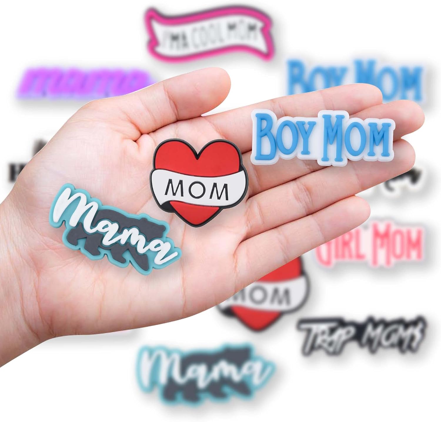 Mom Shoe Charms Mother 12PCS Grandma Shoes Charms Mommy PVC Mama Cute Clog Pins Mummy Accessories Party Favors Birthday Gifts Holidays Decoration for Boys Women Girls