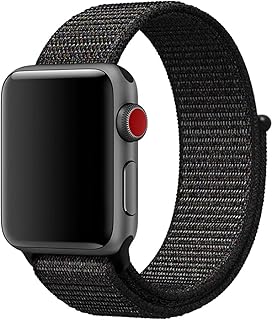 Nylon Loop Band for Apple Watch 42mm/44mm Series 1/2/3/4 Replacement Strap Mesh Soft Breathable Woven Sports Wristband Bracelet Black Platinum