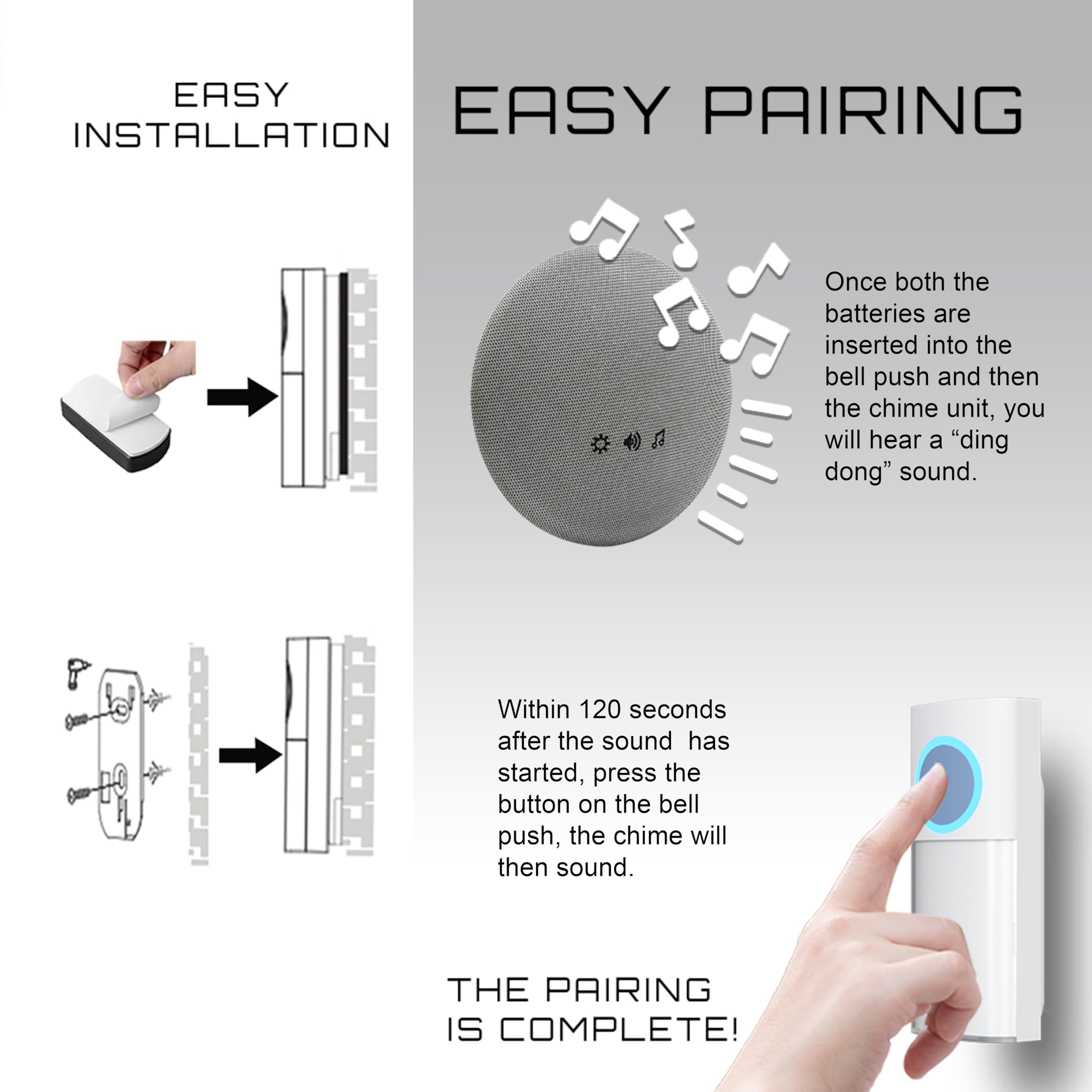Uni-Com Extra Loud Wireless Door Chime, Portable Doorbell, 98dB Output, Extensive 200m Operating Range, 30 Different Chimes - Image 4