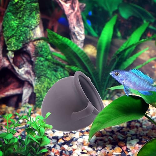 Miniatura 4 de Saim Tarro de cerámica para acuario, cueva de acuario, jarrón de cerámica, decoración de cueva de peces para cíclidos, betta amano, camarón a pez