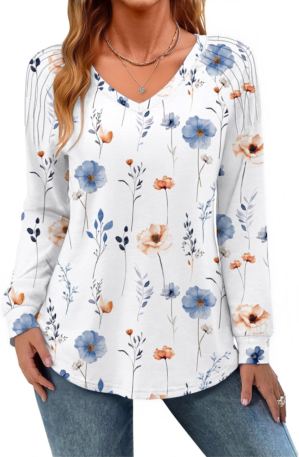 Zeagoo Womens Long Sleeve Tops V Neck Pleated Shirts...