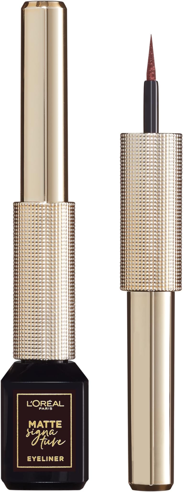 L'Oréal Paris Matte Signature Liquid Eyeliner, Waterproof, Super Intense Color, Ultra-Precise Felt Tip & Textured Grip for Effortless Control, Shade: 03 Brown