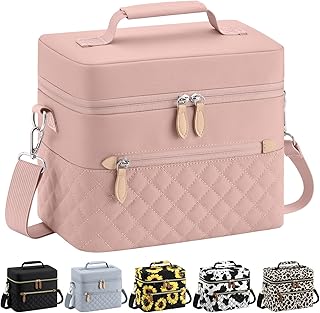 Insulated Lunch Box for Women Reusable, Leak Proof Cooler Lunch Bag Women for Work Stylish Quilted Lunch Tote Bag for Adult Picnic Travel Hiking Pink