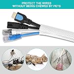 6.6ft - 4/5 inch Cable Sleeve Cord Protector, White Braided Wire Organizer for USB Cable Power Cord Audio Video Cable, Split Sleeving Wire Protector to Prevent Pet Chewing