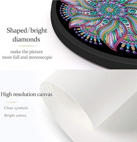 Miniatura 2 de Colgante de pintura de diamante de marco redondo con kit de borlas, kit de números de diamantes de imitación para bricolaje, decoración del hogar,
