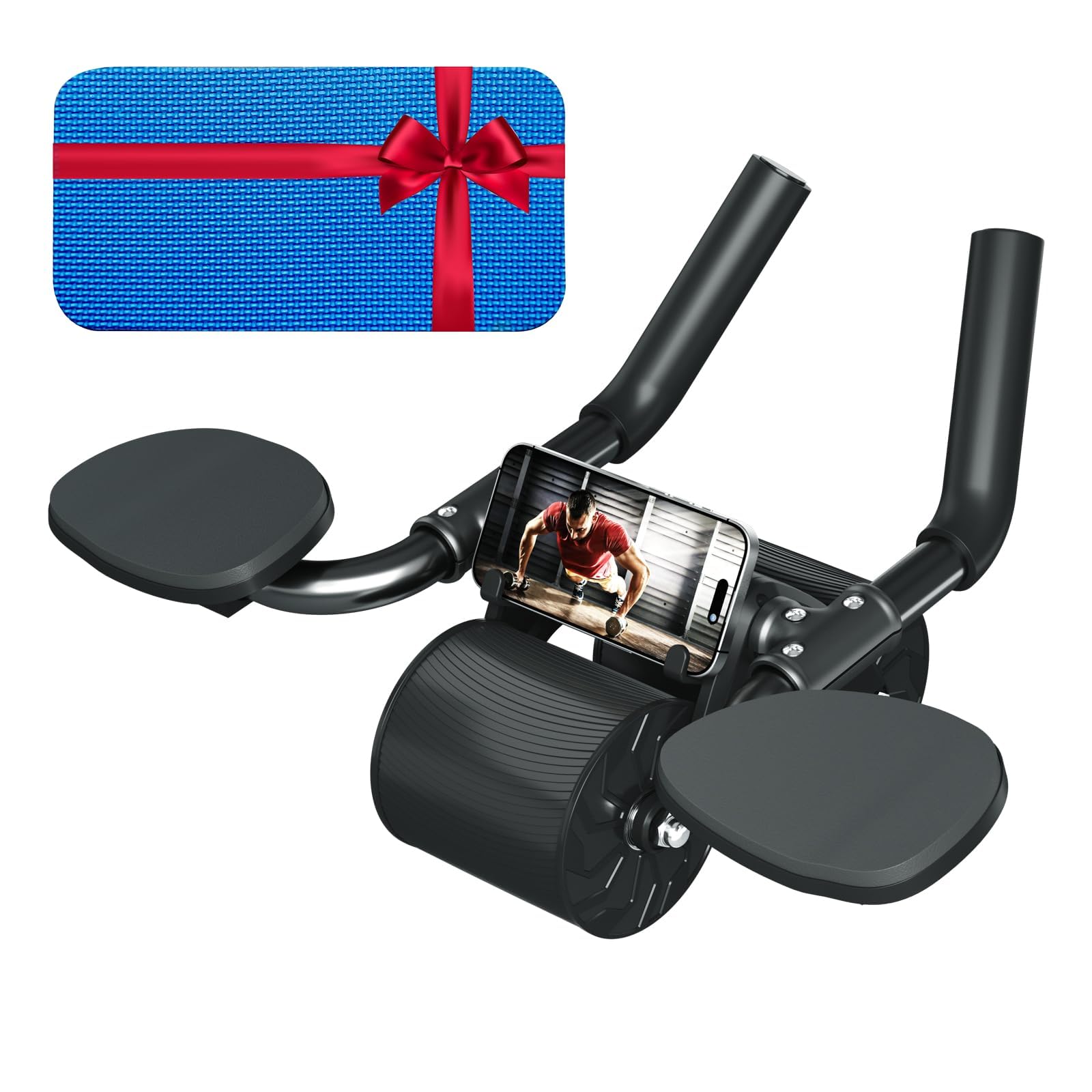 Ab Roller Wheel with Elbow Support, Upgraded Elbow Support Automatic Rebound Abdominal Wheel, 2 In 1 Plank & Abdominal Exercise Equipment for Home Fitness Gym Use, Ab Trainer Abs Workout Equipment