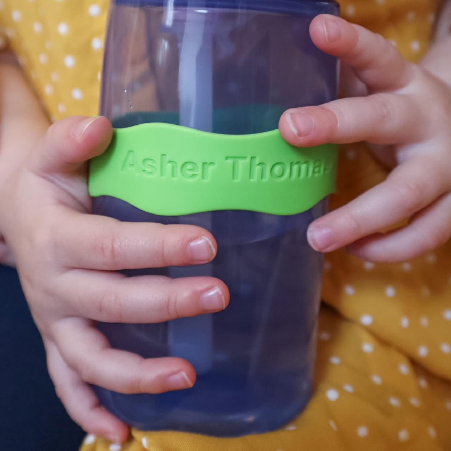 InchBug Orbit Labels Baby Bottle and Water Bottle Silicone Name Bands – Personalized Reusable Label Set for Daycare, Sippy Cups, Preschool, Elementary School, Dishwasher Safe, 4-Pack (Bubblegum Pink)