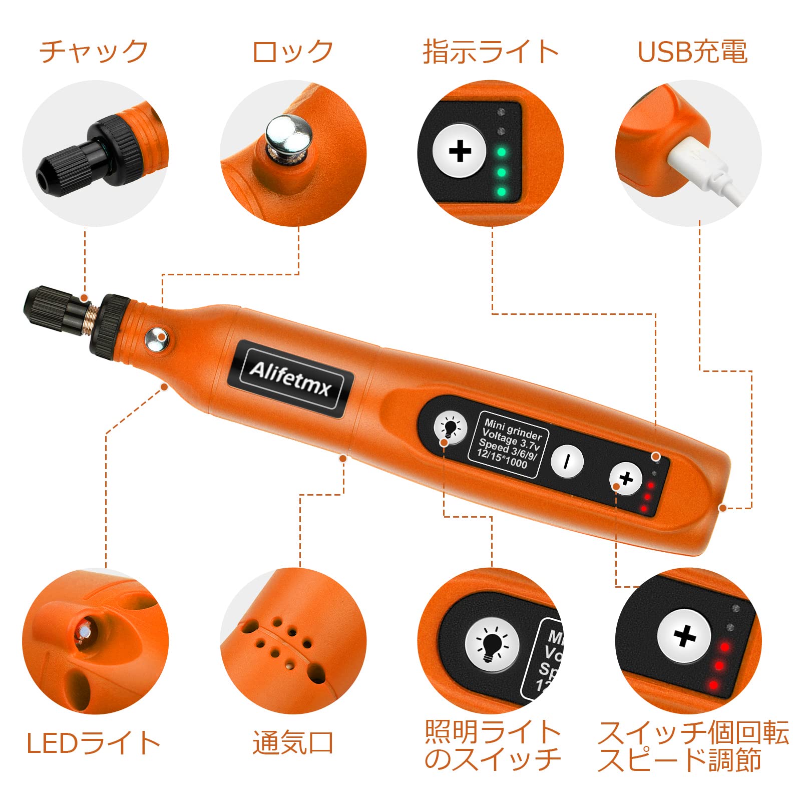 Amazon | Alifetmx ミニルーター2000mAh リューター 充電式 ルーター