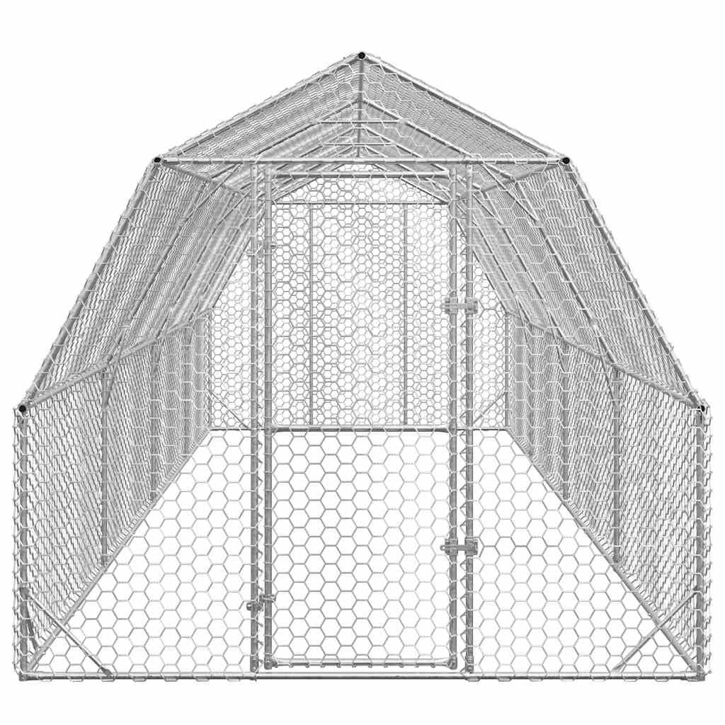 Gallinero de 2,5 x 8 x 2,25 m, de acero galvanizado, con puerta con cerradura y malla de alambre, jaula grande para gallinas, patos y gansos