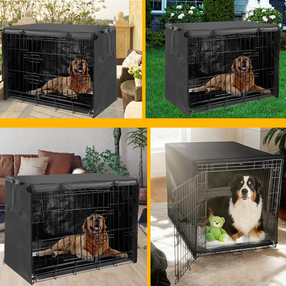 Copertura resistente per trasportino per cani con tende a rullo coperture per trasportini 600D finestre con rete di ventilazione universale solo copertura,Nero,107×71×76cm