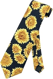 Sunflowers Mens NeckTie Sun Flowers Black Background Mens Neck Tie