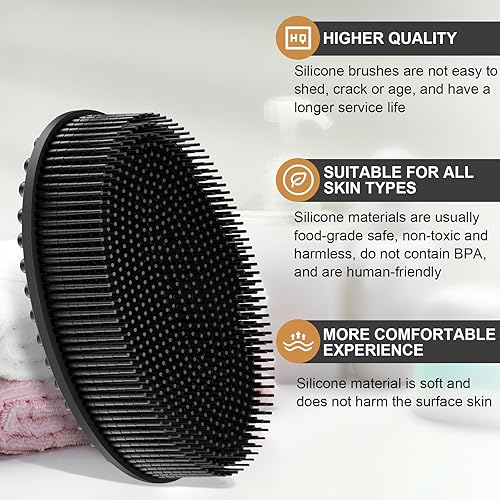 Miniatura 3 de Metene Exfoliante corporal de silicona con bucle, limpiador corporal para hombres y mujeres, esponja de silicona para ducha, suave para ducha y