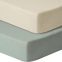 GUNTAIL 2 Pack Fitted Crib Sheets Boys Girls - Soft Microfiber 52x28x8in for Standard Crib Toddler Mattress, Snug Fit Brown Green