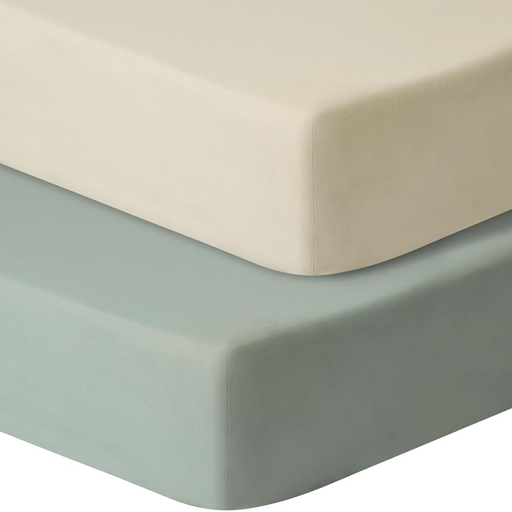 GUNTAIL Pack and Play Sheets Fitted, 2 Pack Pack n Play Sheets for Graco Pack n Play Mattress, Unisex Playard Sheets for Boys Girls (Brown & Green, 38 X 26 Inch)