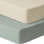 GUNTAIL Pack and Play Sheets Fitted, 2 Pack Pack n Play Sheets for Graco Pack n Play Mattress, Unisex Playard Sheets for Boys Girls (Brown & Green, 38 X 26 Inch)