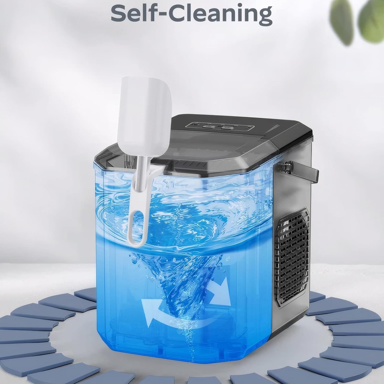 cjc Countertop Mini Ice Maker Machine for Home, 9 Ice Cubes/6Min, 26lbs in 24Hrs, Auto-Cleaning Portable Ice Maker with Handle, for Kitchen/Camping