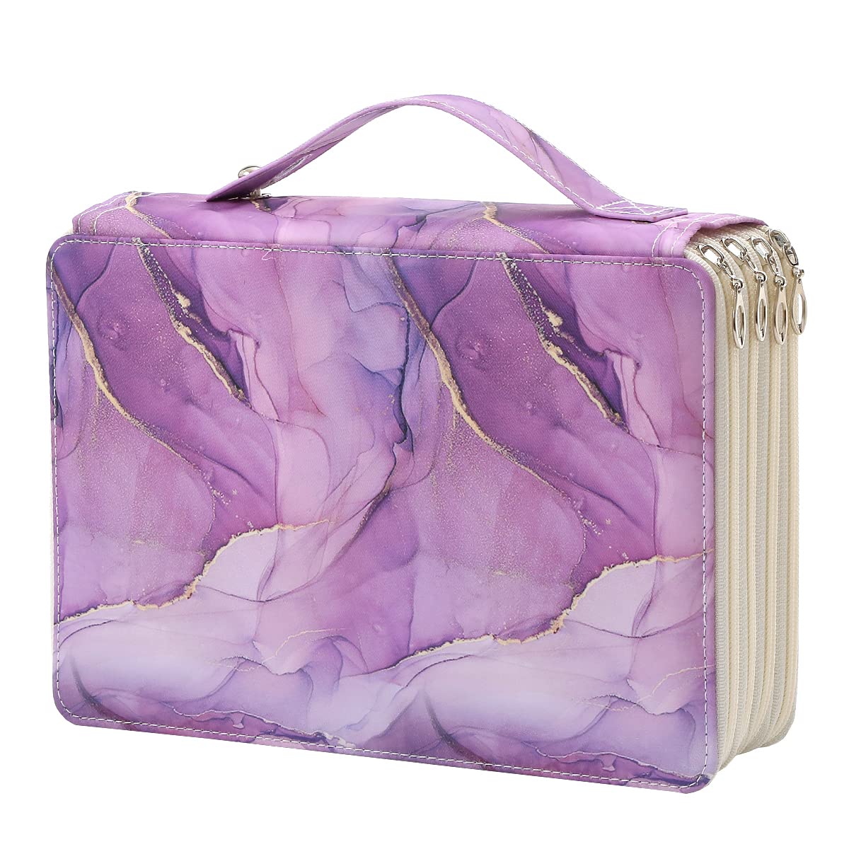 Lbxgap Étui Portable coloré, Marbre foncé Violet, 200, 200 Pistes