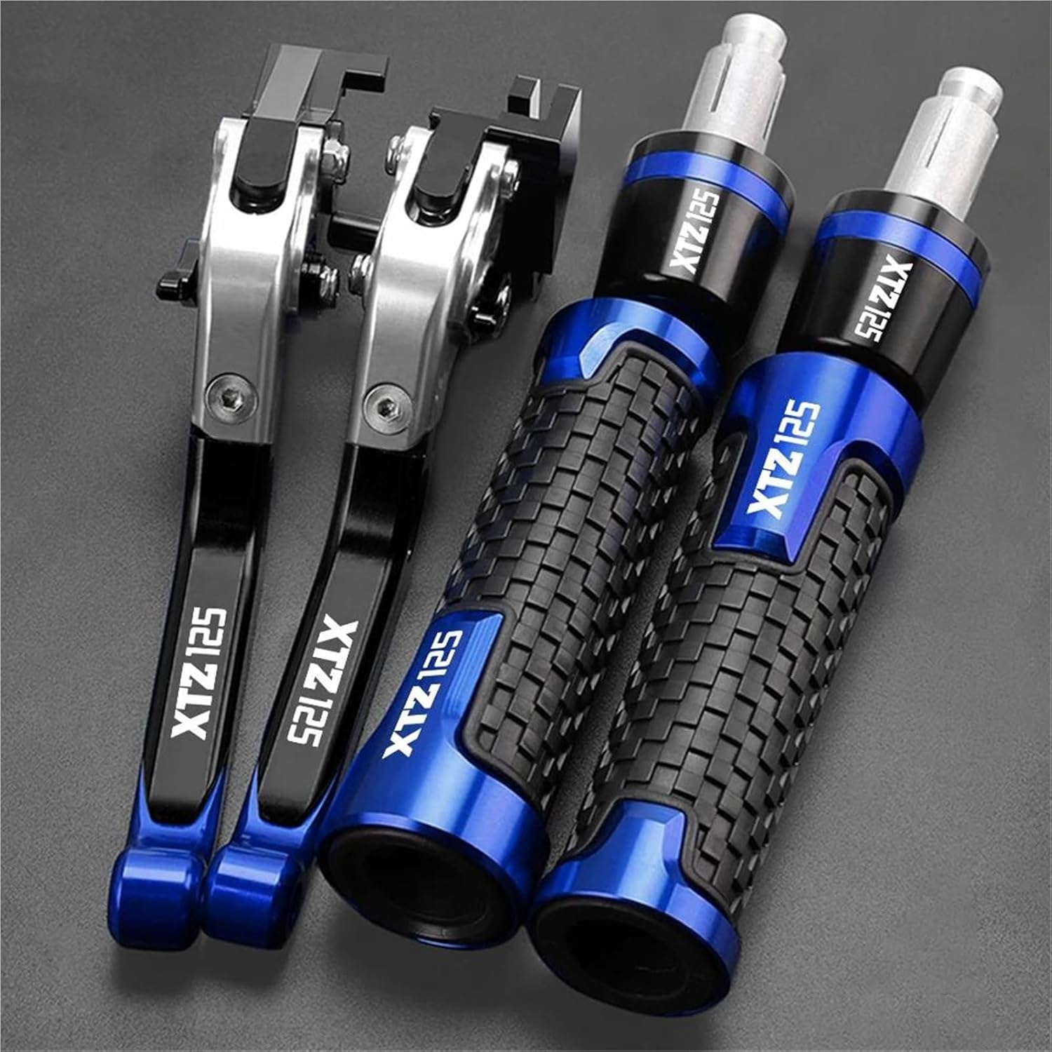 Motorcycle Accessories Folding Adjustable Brake Clutch Levers Handlebar Grip Handle bar for Yamaha XTZ125 XTZ 125 2014 2015 2016(Blue 2)