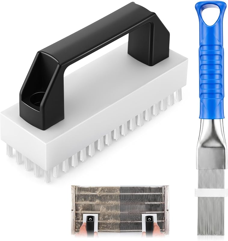 Feekoon Air Conditioner Fin Cleaner Kit, 2-in-1 AC Fin Comb Straightener & Air Conditioner Condenser Comb, AC Coil Cleaner Brush for HVAC, Evaporator, Refrigerator, Condenser, Radiator Repair Tool