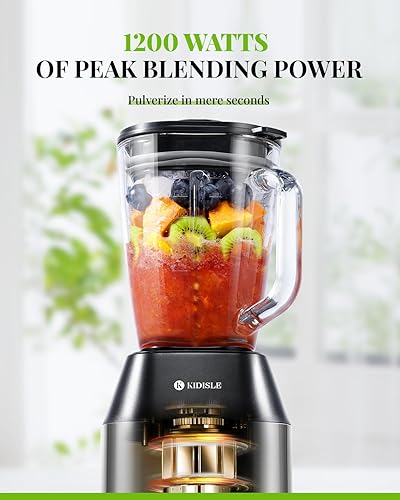 Miniatura 2 de Licuadora profesional 2.0, potente licuadora de batidos de 1200 W, tarro de vidrio de 52 onzas, batidos y batidos, triturador de hielo, fruta