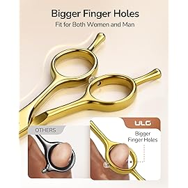 ULG Professional Hair Cutting Scissors 6.5 Inch - Sharp Barber Shears, Stainless Steel Symmetrical Salon Haircut Scissors for Women, Men, Kids, Gloss Paint Finish, Golden