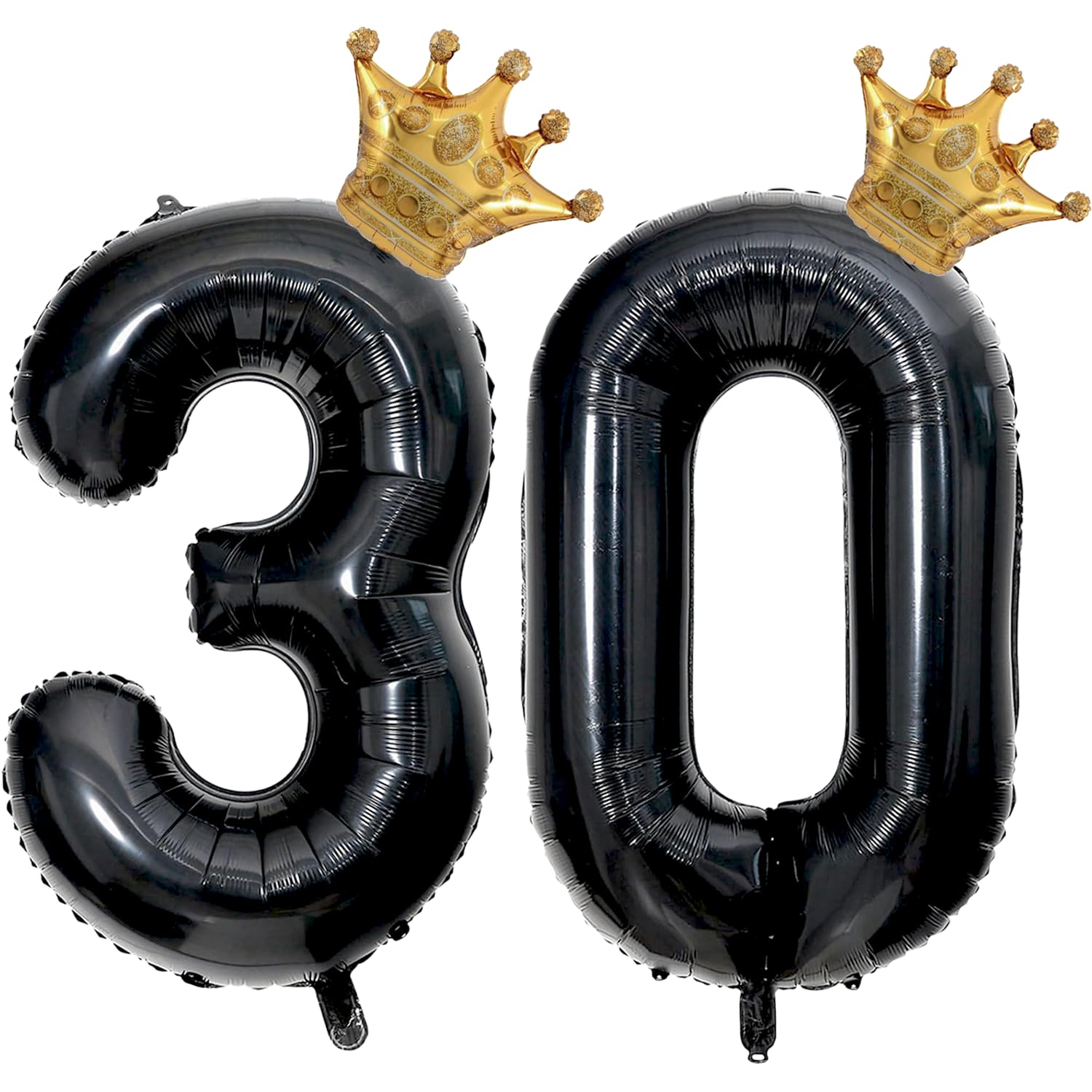 Black 30 Balloon Number with Gold Crown Balloons 40 inch 30 Birthday Balloon for 30th Birthday Party Decorations Supplies Anniversary for Men Women Him her (Foil Mylar Number 30 Balloons）