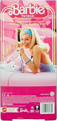 Barbie The Movie Doll, Margot Robbiewith Pink and White Gingham Dress and Daisy Chain Necklace, Toys for Ages 3 and Up, HPJ96 - 6