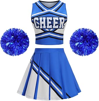 Cheerleading Costume for Women Adult Cheerleader Uniform Outfit Set Halloween Cosplay