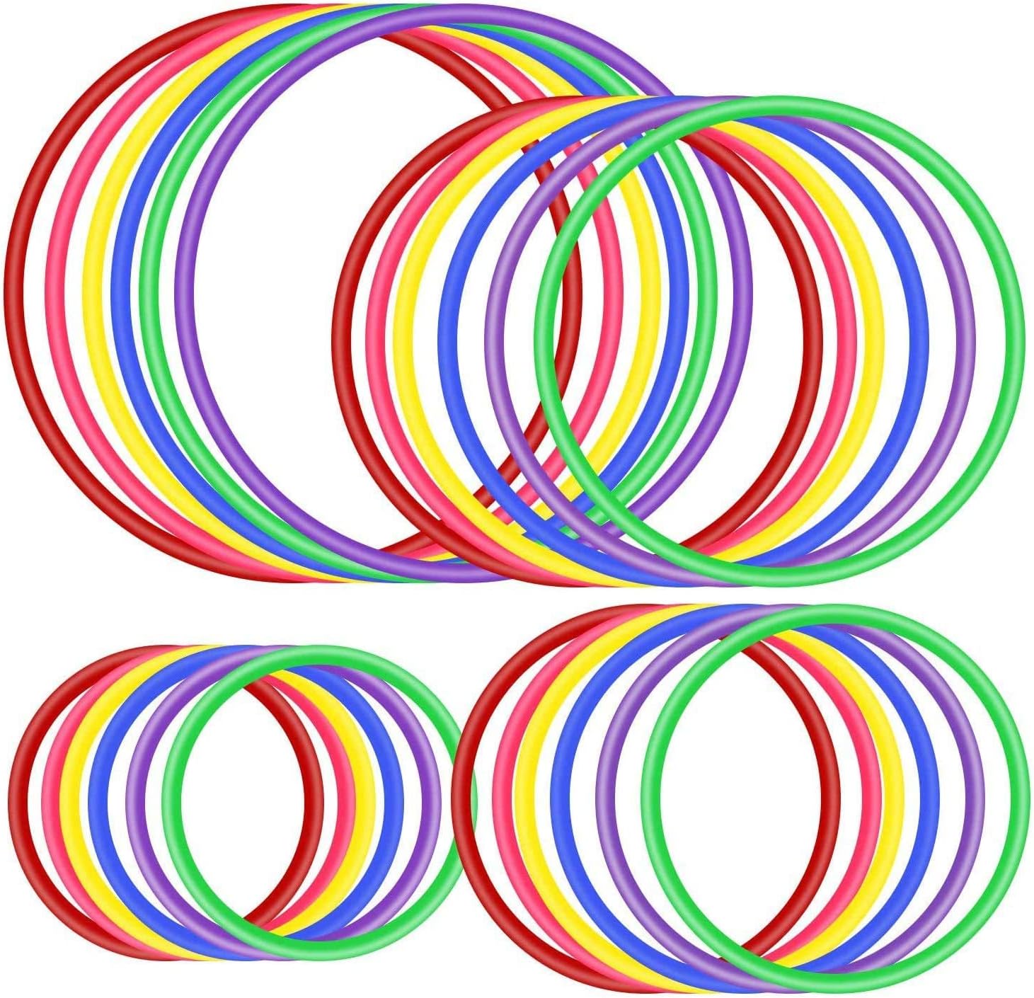 – 24pcs Plastic Toss Rings Set for Ring Toss Game, Indoor Outdoor Speed and Agility Training Games, Party Favor Games, Carnival, Garden, Backyard, Game Booth (4 sizes, 6 colors)
