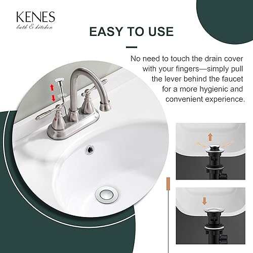 Miniatura 112 de KENES Desagüe desplegable de bronce aceitado para lavabo, tapón de drenaje para lavabo, montaje de drenaje de fregadero sin desbordamiento, anti