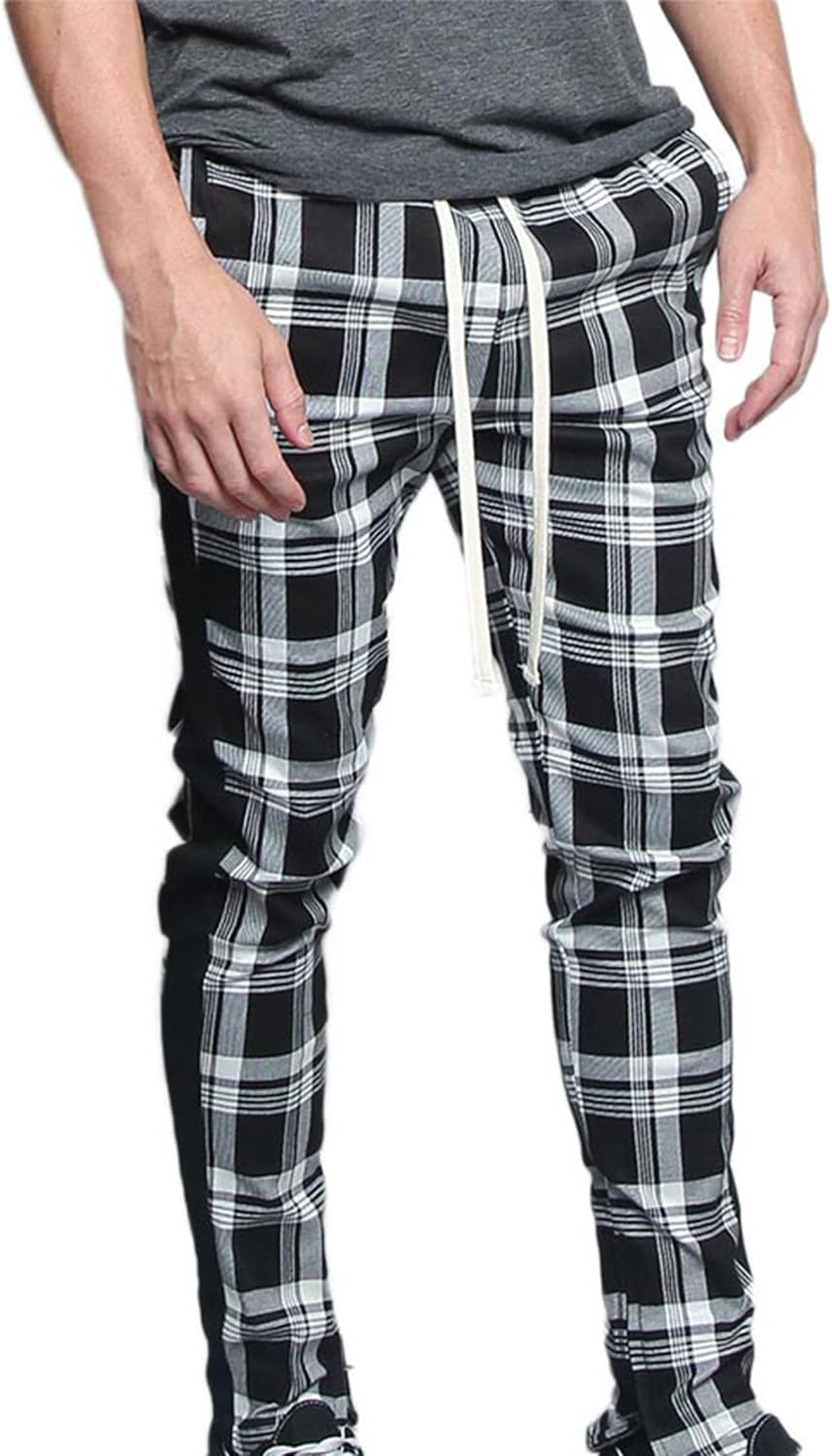 Men's Essential Solid and Plaid Stripes Premium Track Pants