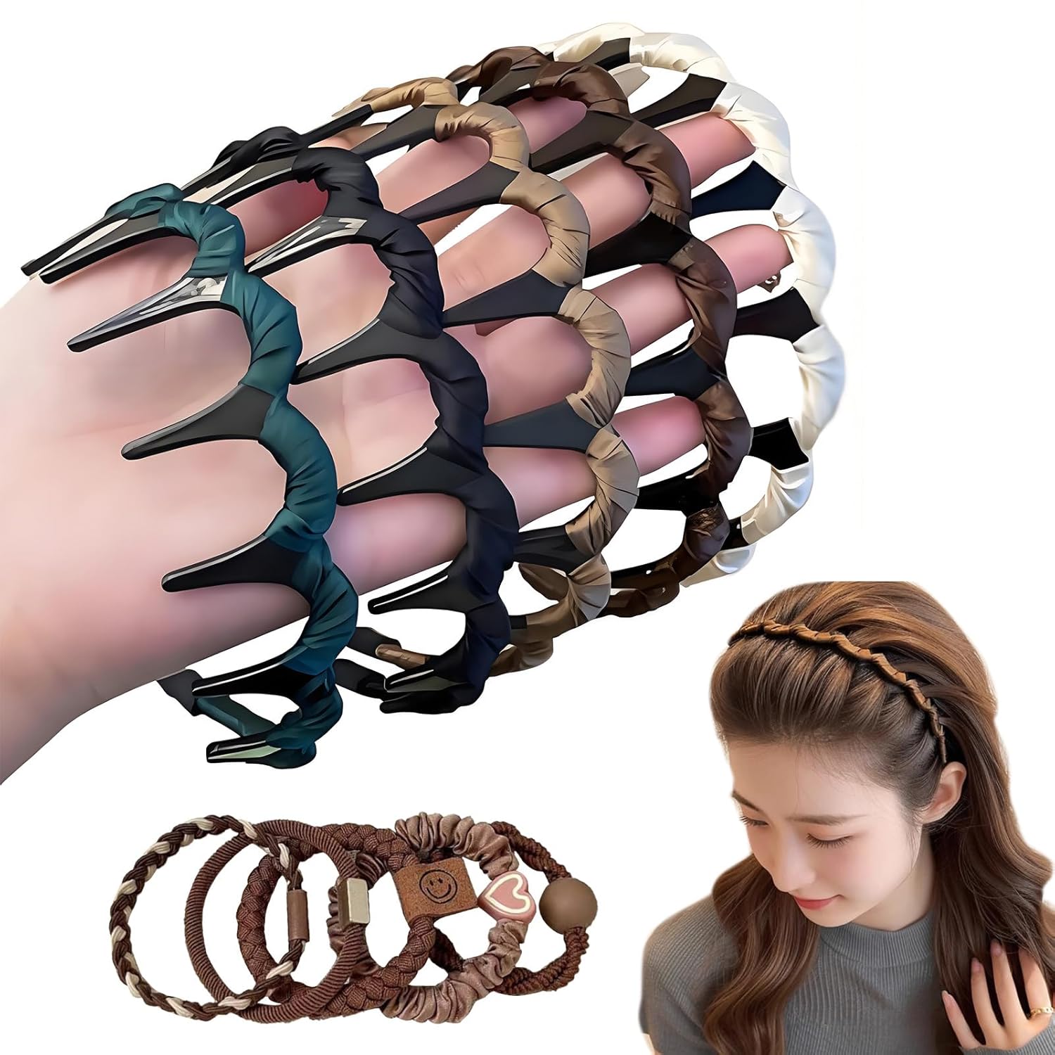 5Pcs Zig Zag Headbands,Retro High Skull Headband,New U Shape Fashion Tooth Hair Comb Headband,Vintage High Cranium Headbands,Hairs Bands with Teeth Hoop For Women and Girls,Girls Hair Accessories